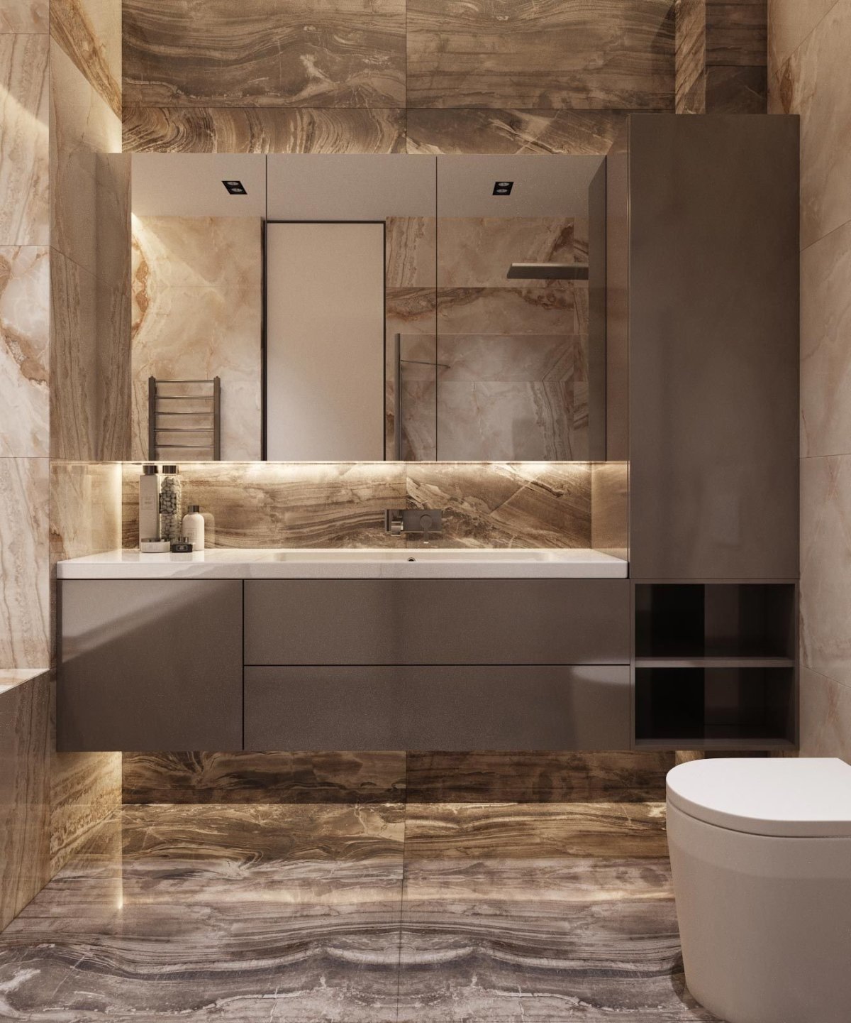 Ванная плитка мрамор и дерево