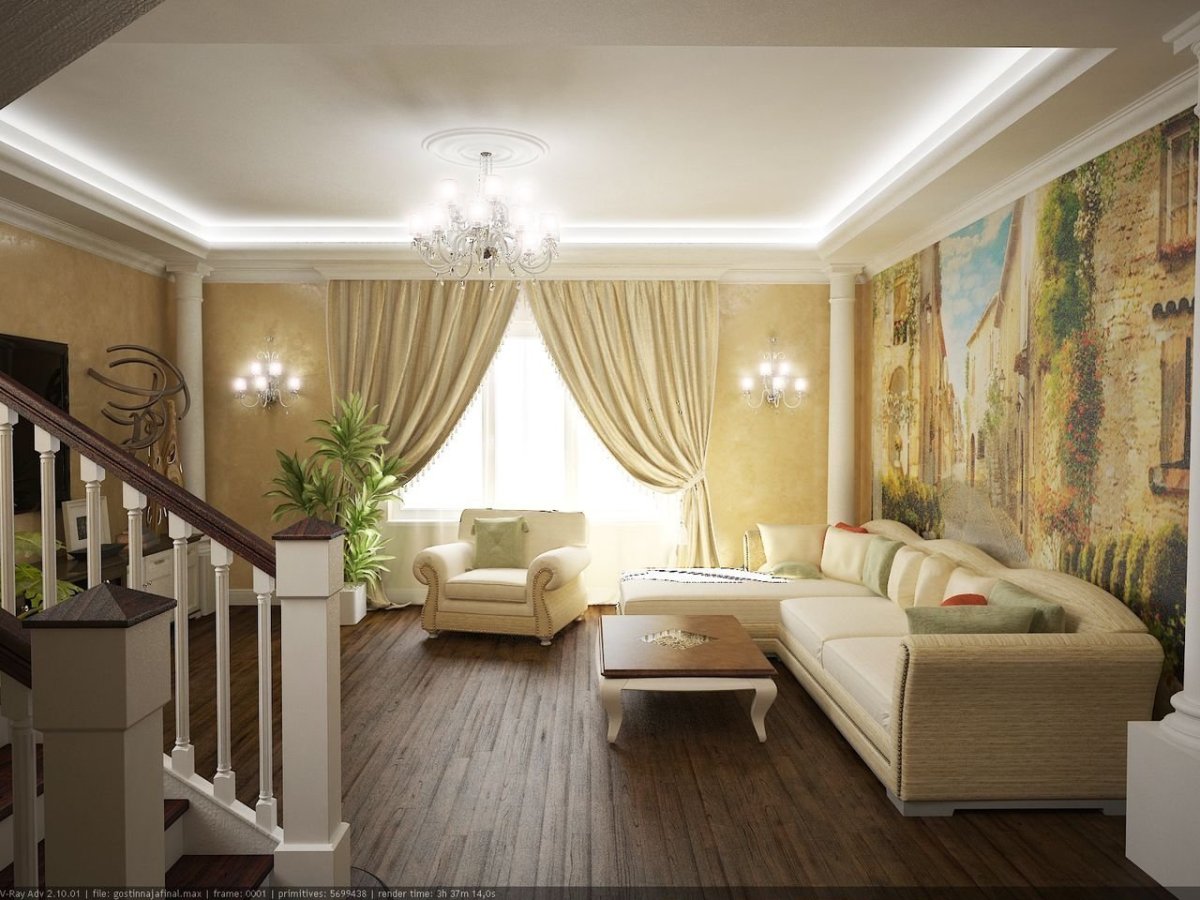 Интерьер зала в частном доме