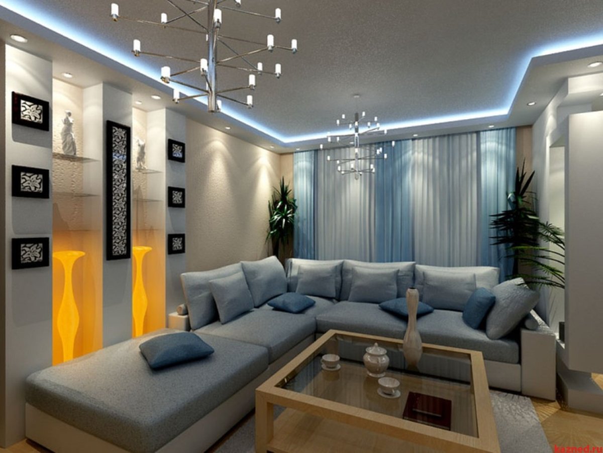 Современное освещение в гостиной