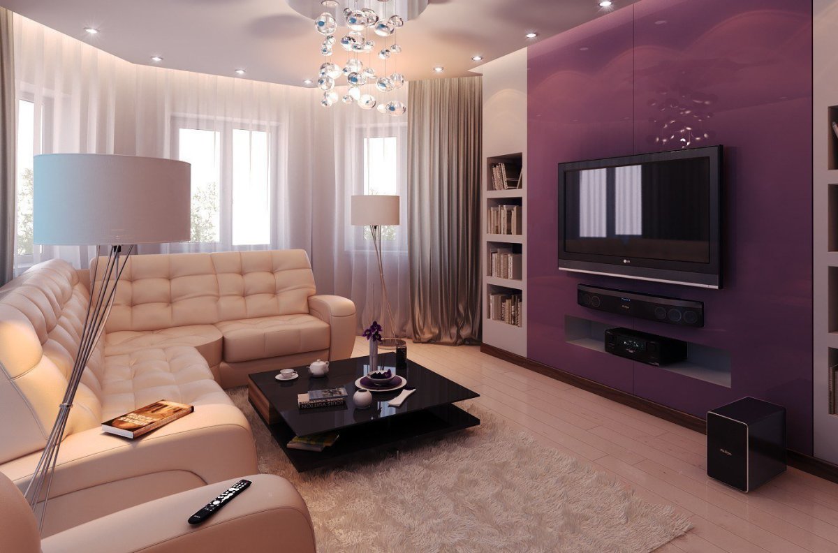 Сиреневый зал в квартире