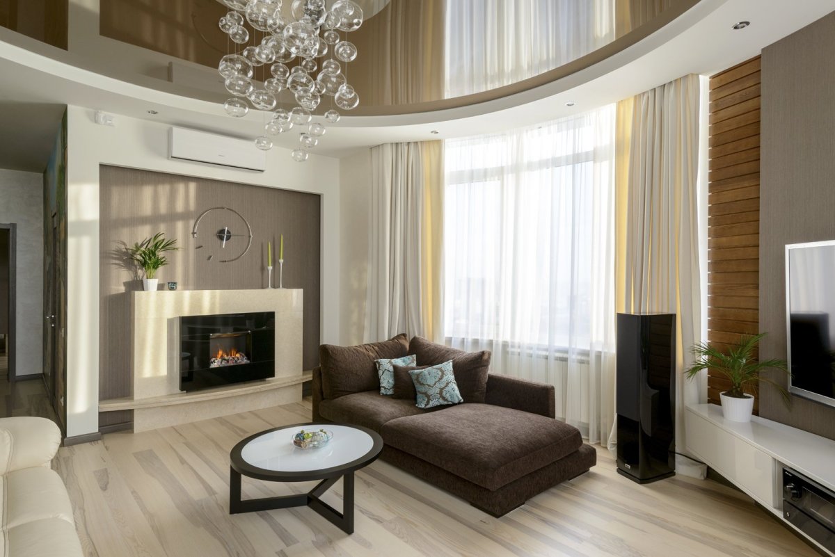 Гостиная с эркером в современном стиле