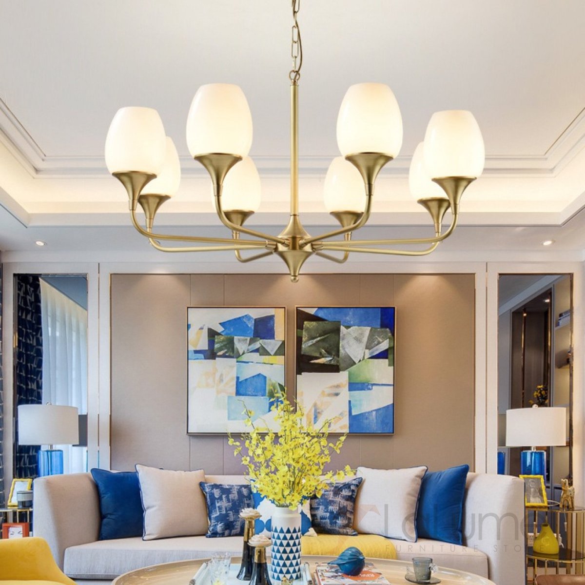 Люстры в интерьере гостиной