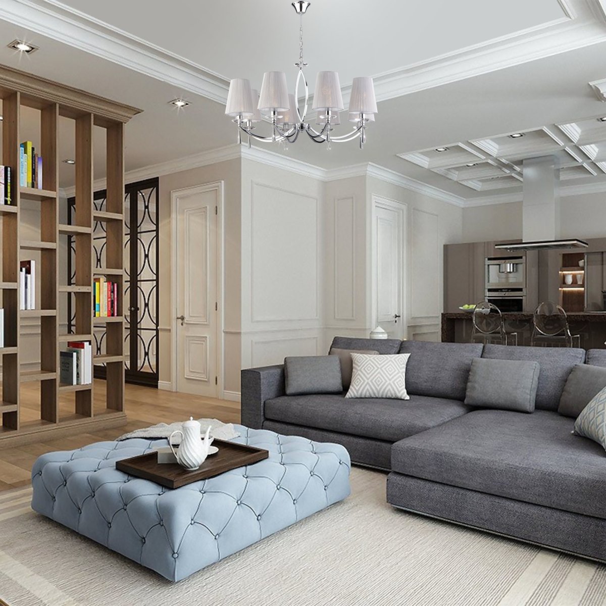 Большая люстра в гостиную с высокими потолками