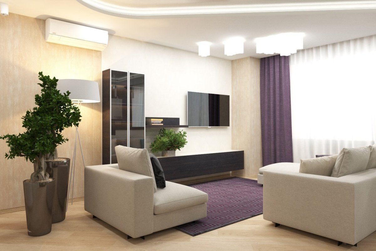 Интерьер гостиной в однокомнатной квартире
