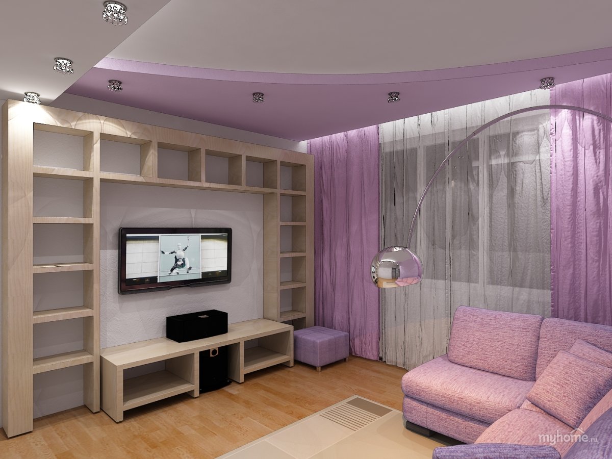 Обстановка зала однокомнатной квартиры