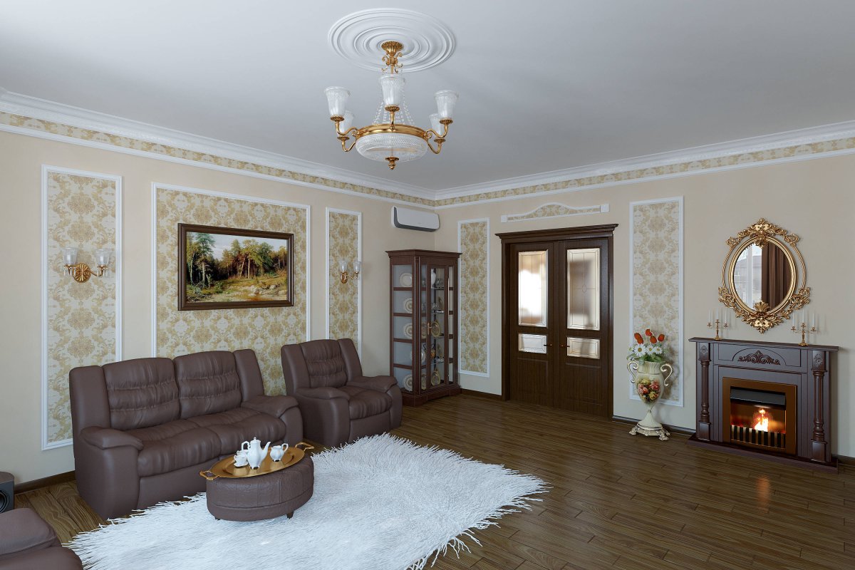 Интерьер зала в частном доме