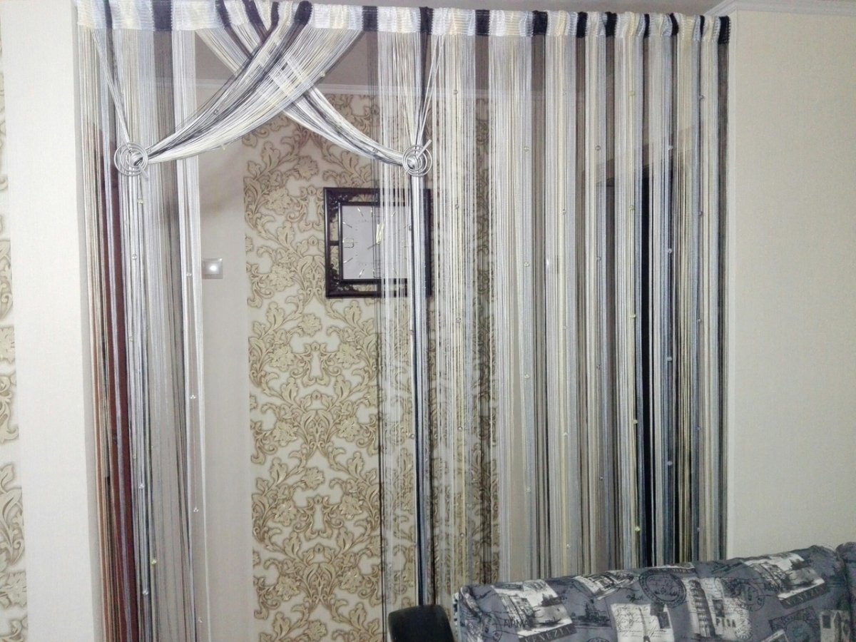 Нитяные шторы ВАШАКИСЕЯ кисея Радуга col 179 белая+серая+черная