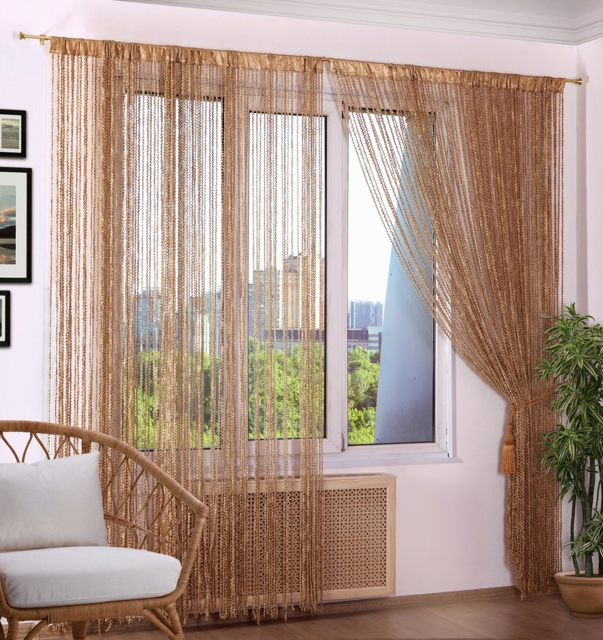 Штора-лапша нитяная "кисея макарони Радуга"