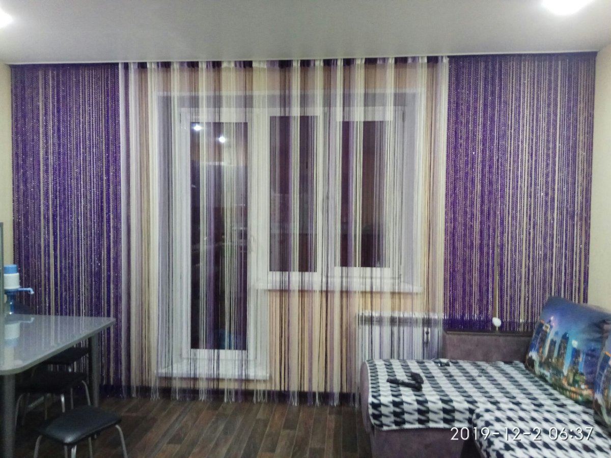 Шторы для кухни / нитяные шторы - лапша " кисея Радуга Люрекс" 3м