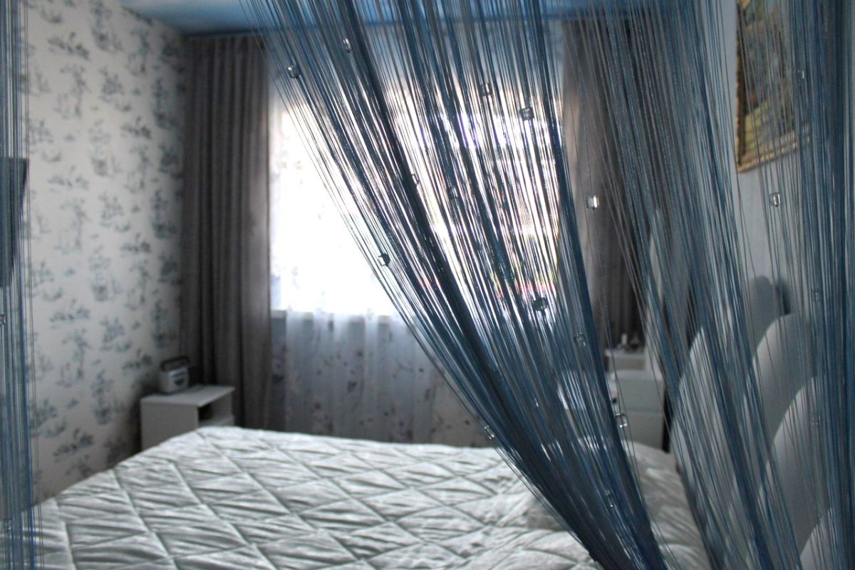 Нитяные шторы зеленые