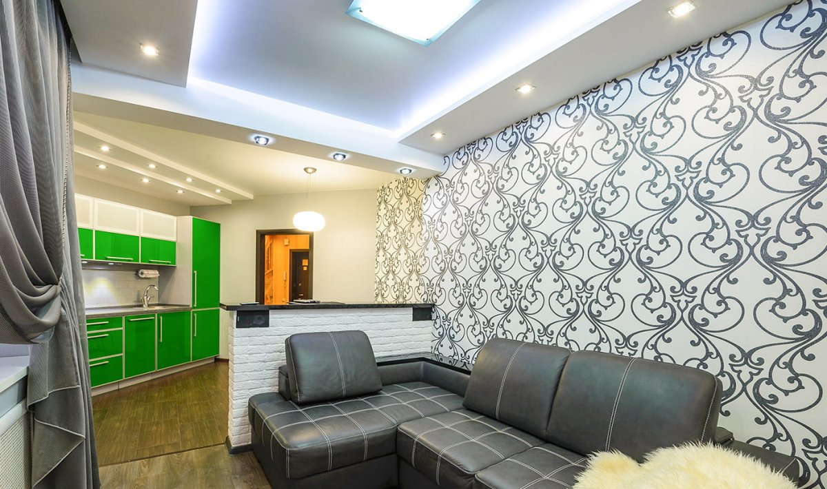 Черно белые обои в интерьере