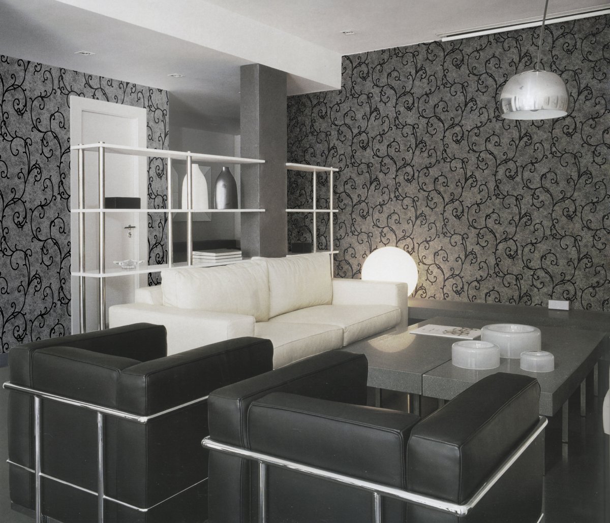 Шторы в зал черно белые