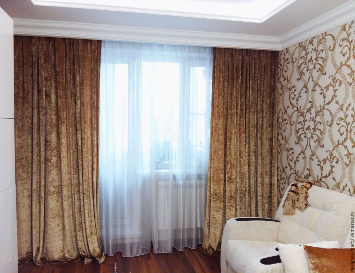 Портьеры для гостиной из бархата