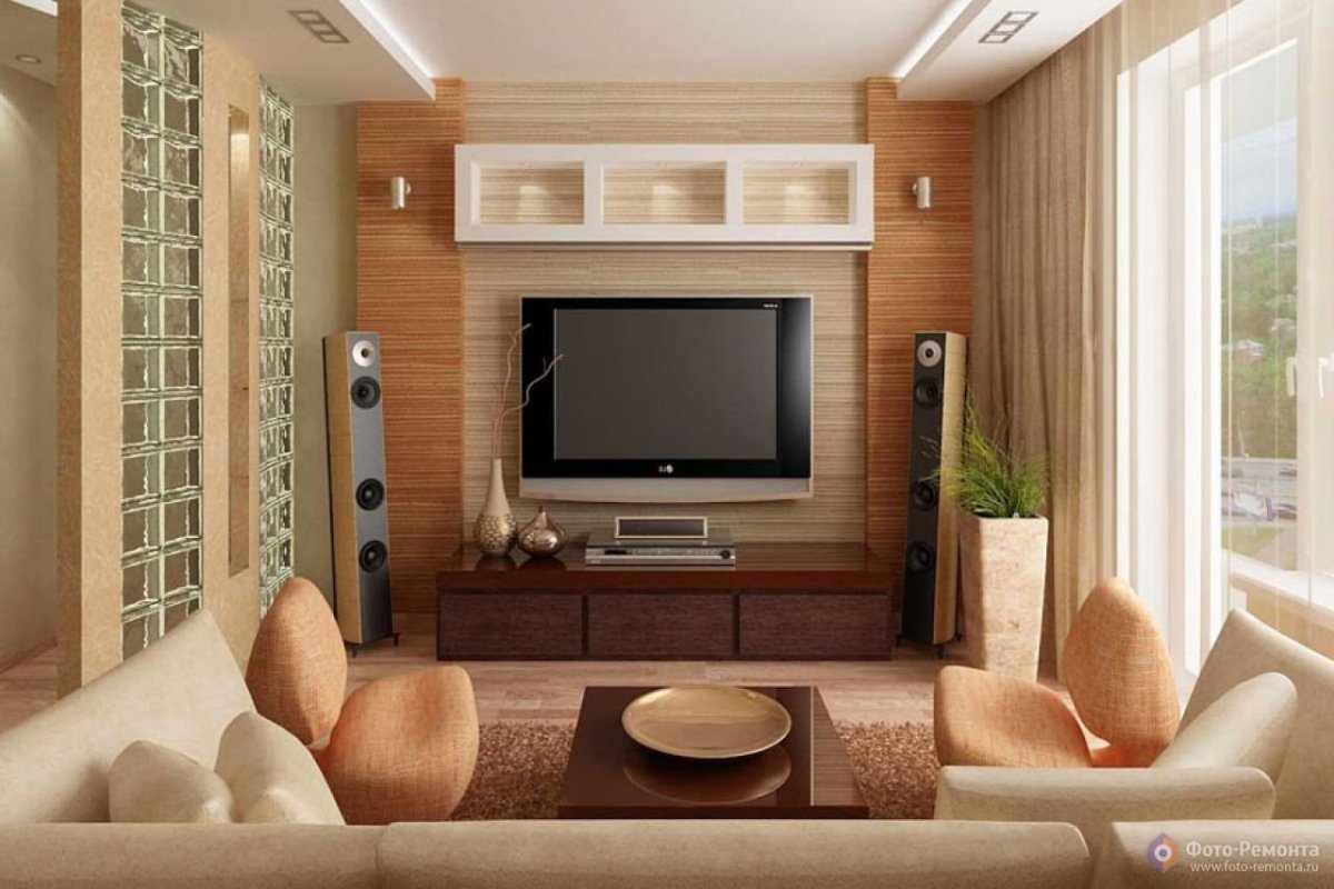Телевизор в интерьере гостиной хрущевки
