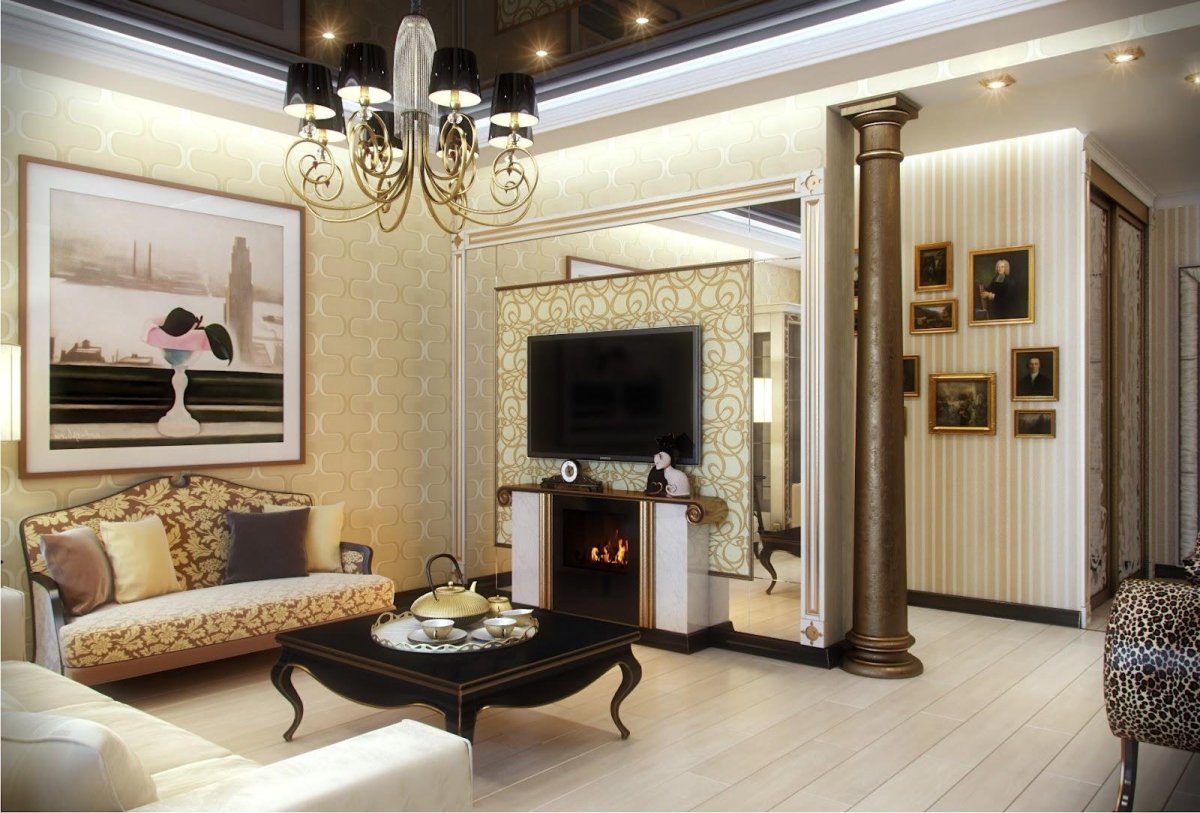 Гостиная в золотом цвете