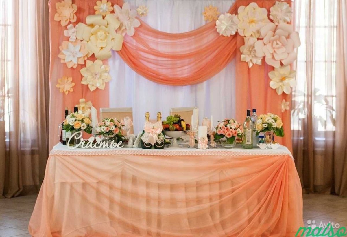 Украшение свадебного зала цветами