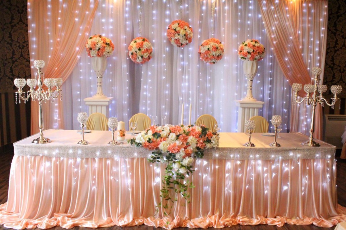 свадьба в персиковом цвете оформление зала