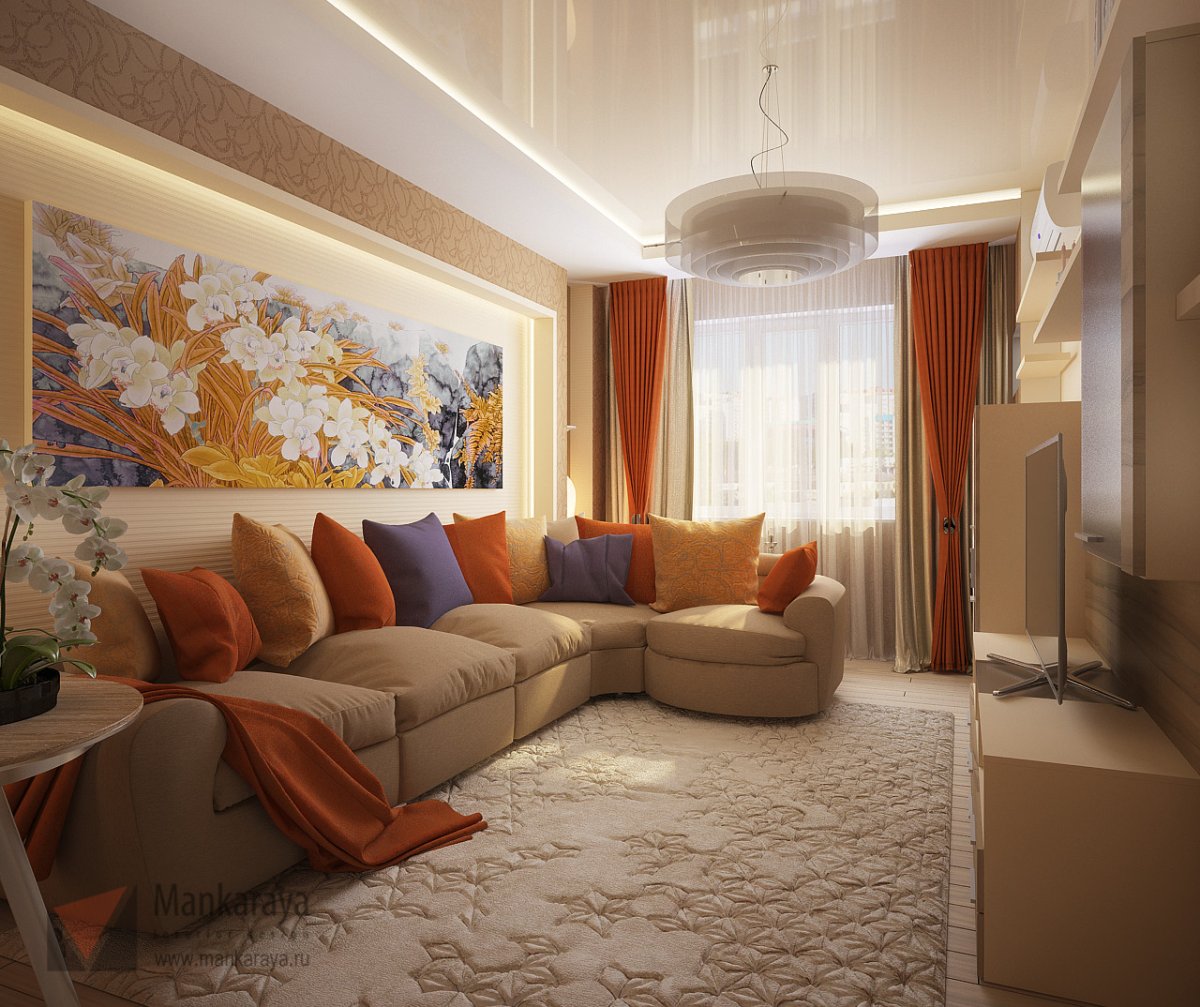 Интерьеры квартир трехкомнатных