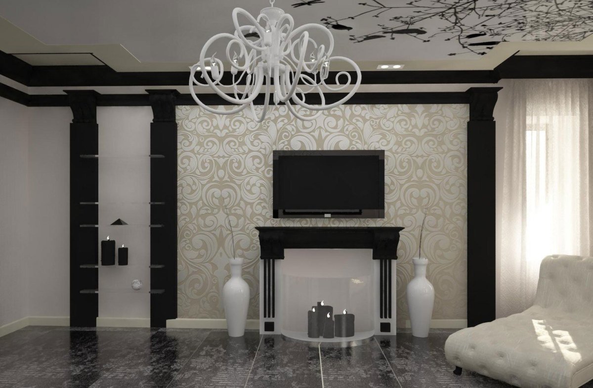 Современные обои для зала в частном доме