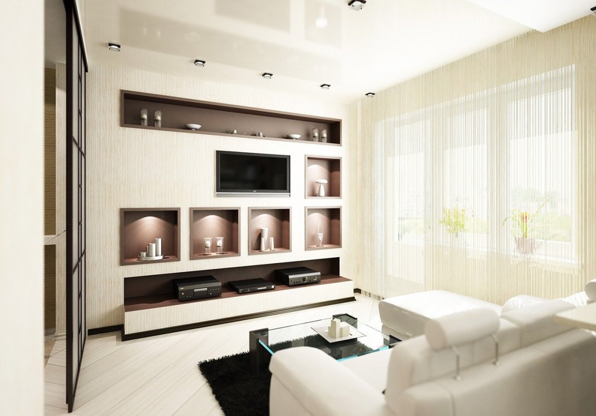 Ниши из гипсокартона в гостиной