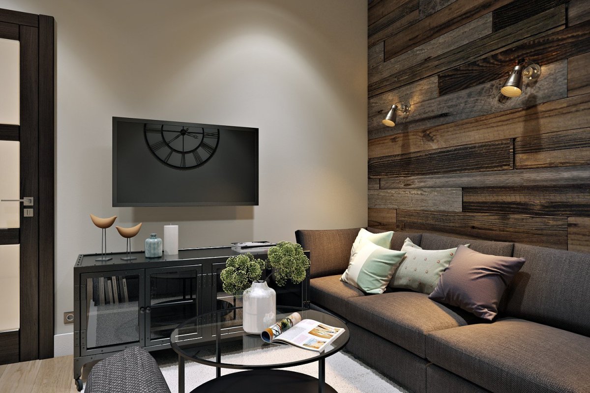 Гостиная с элементами лофта