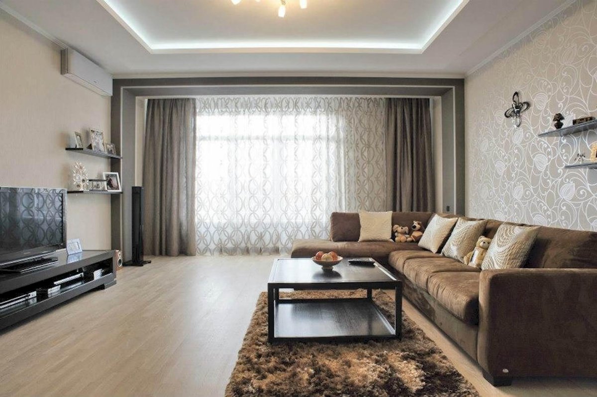 Комбинирование обоев в гостиной