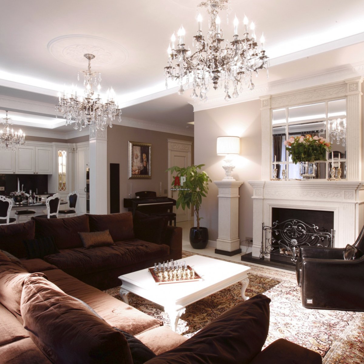 Классические люстры для гостиной в интерьере