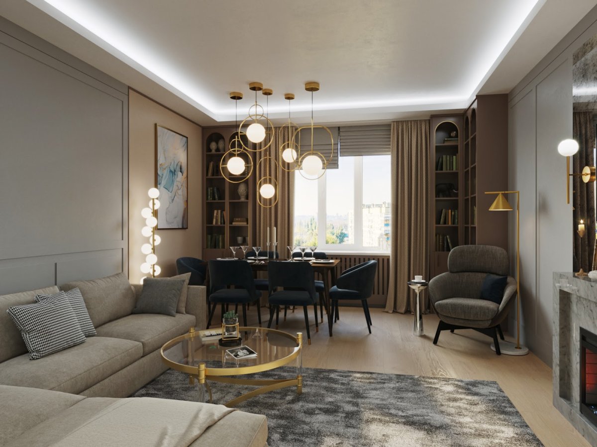 Светильники в интерьере гостиной