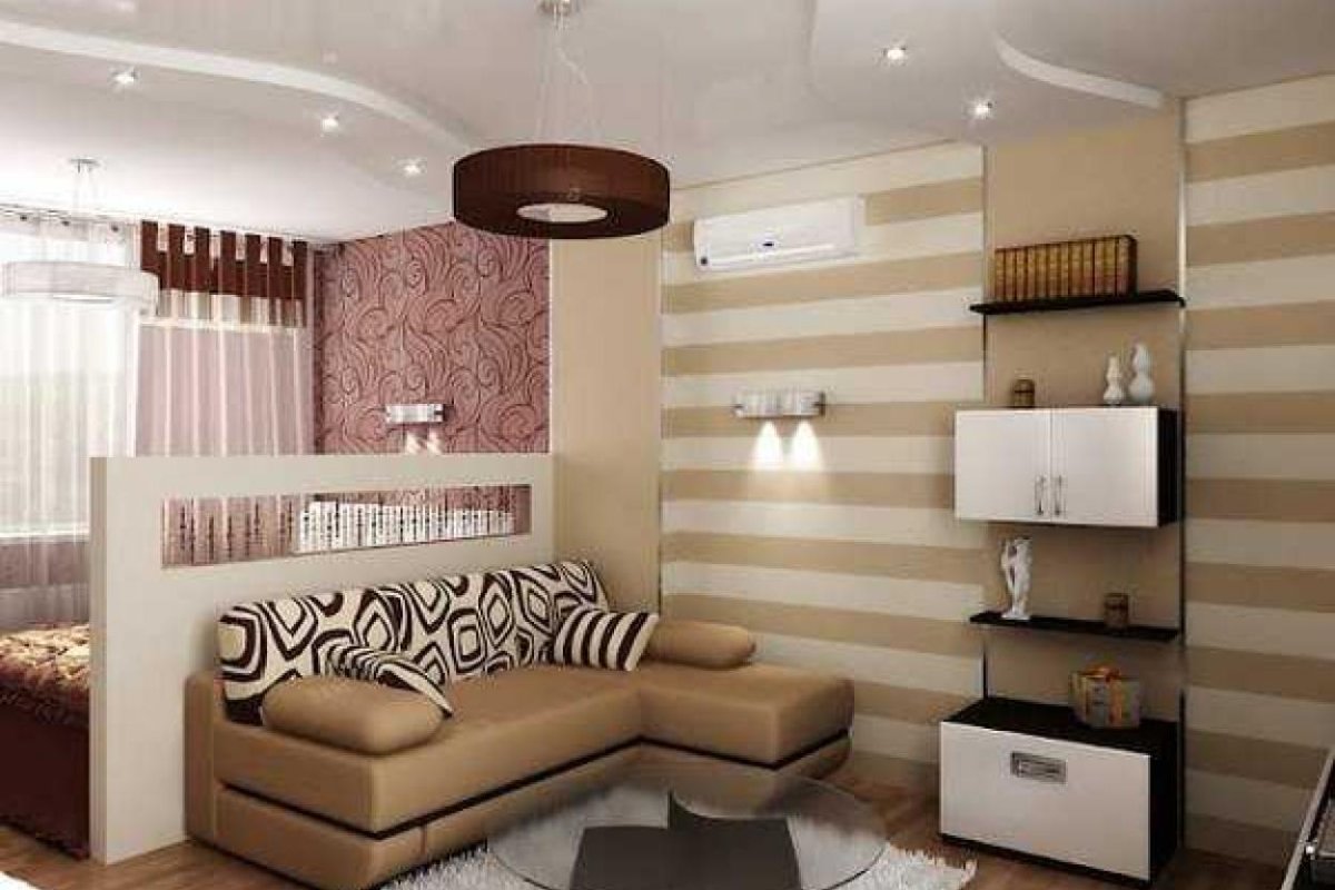 Интерьер спальни-гостиной