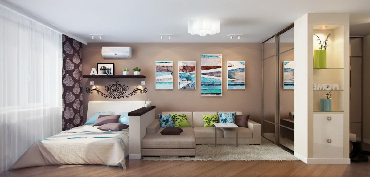 Зонирование гостиной и спальни в хрущевке