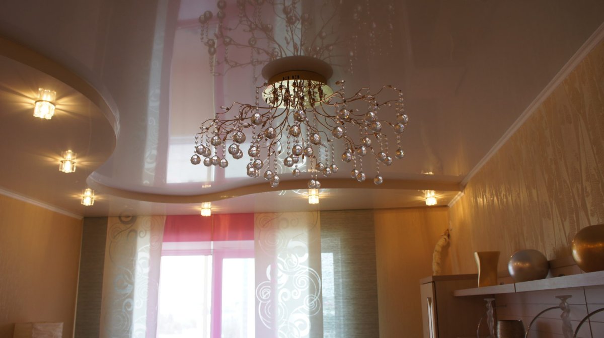 Зонирование комнаты с натяжными потолками