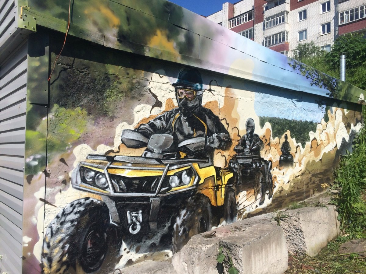 Аэрография в гараже на стенах