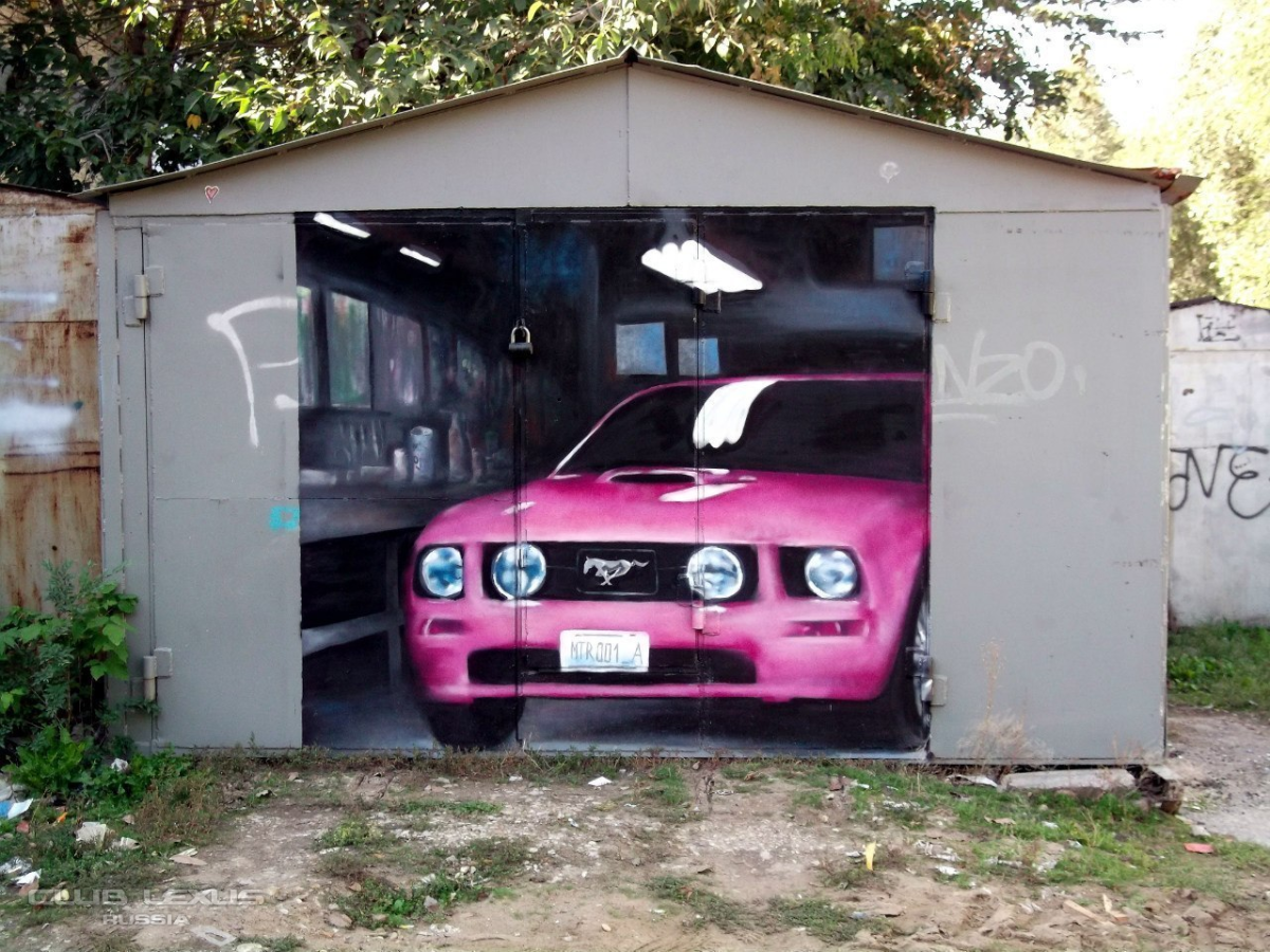 Раскрашенные ворота гаража