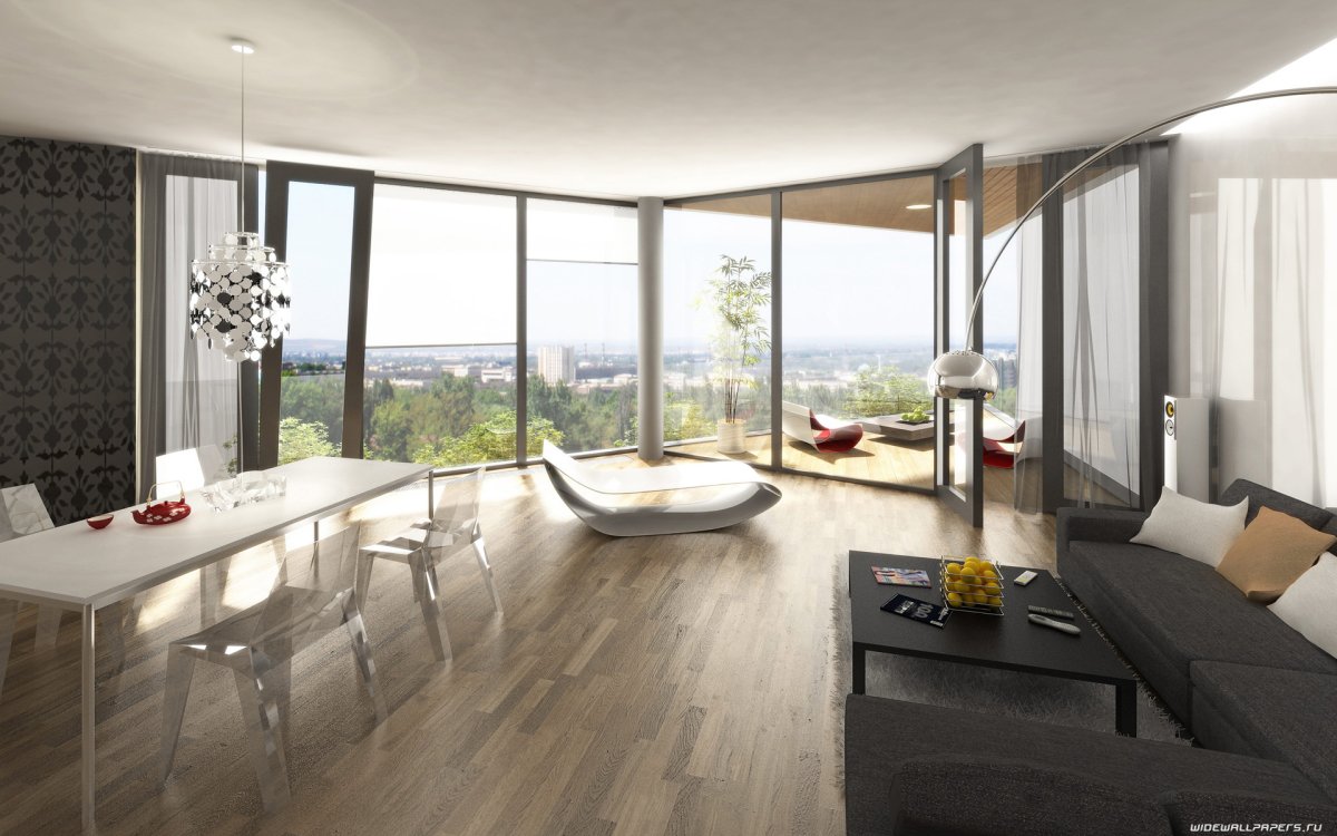 Интерьер с панорамными окнами