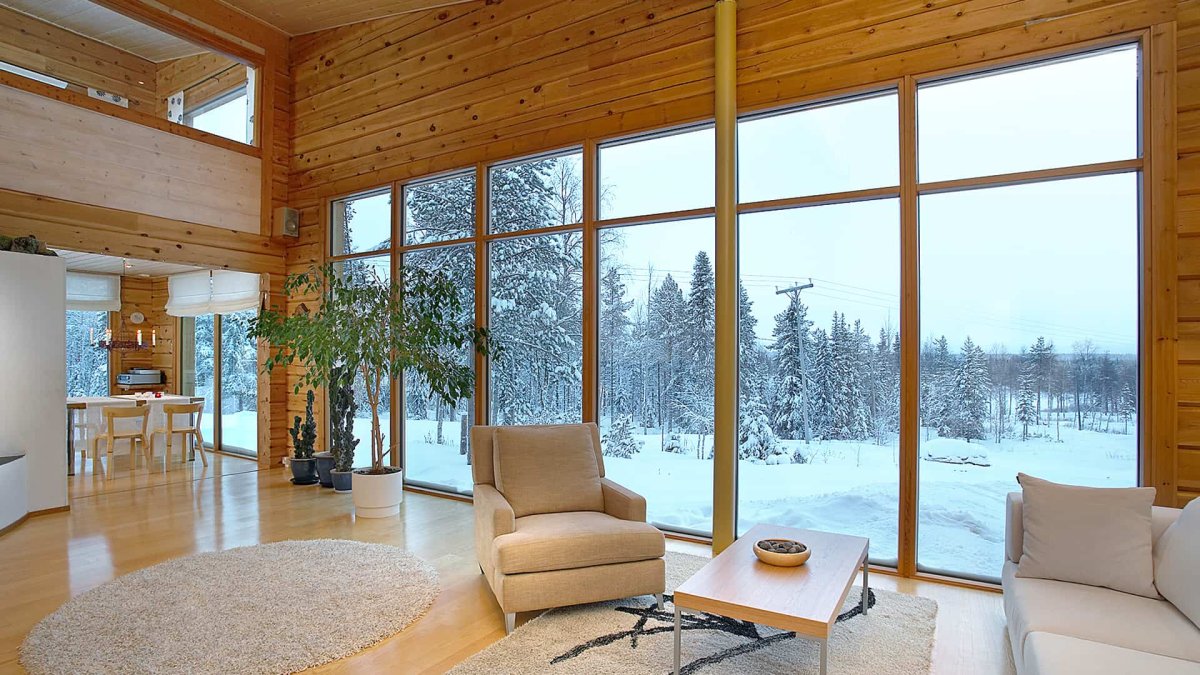 Гостиная с панорамными окнами