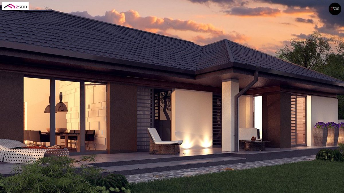 Летний домик с панорамными окнами