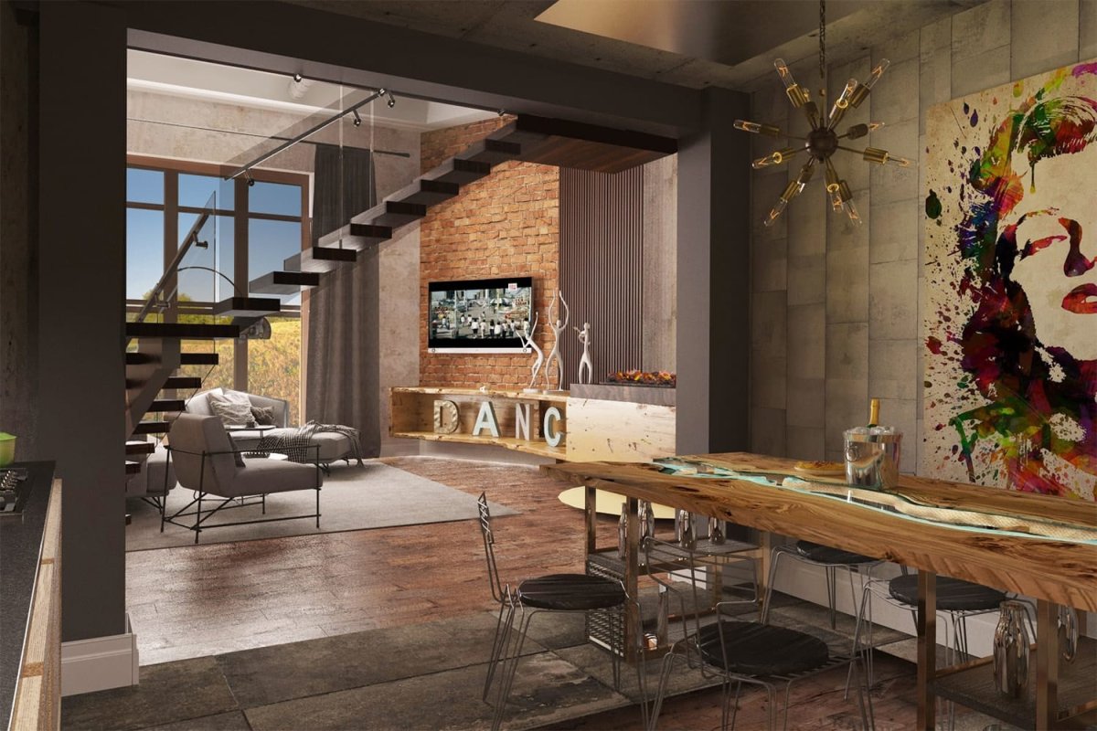 Камин в стиле лофт