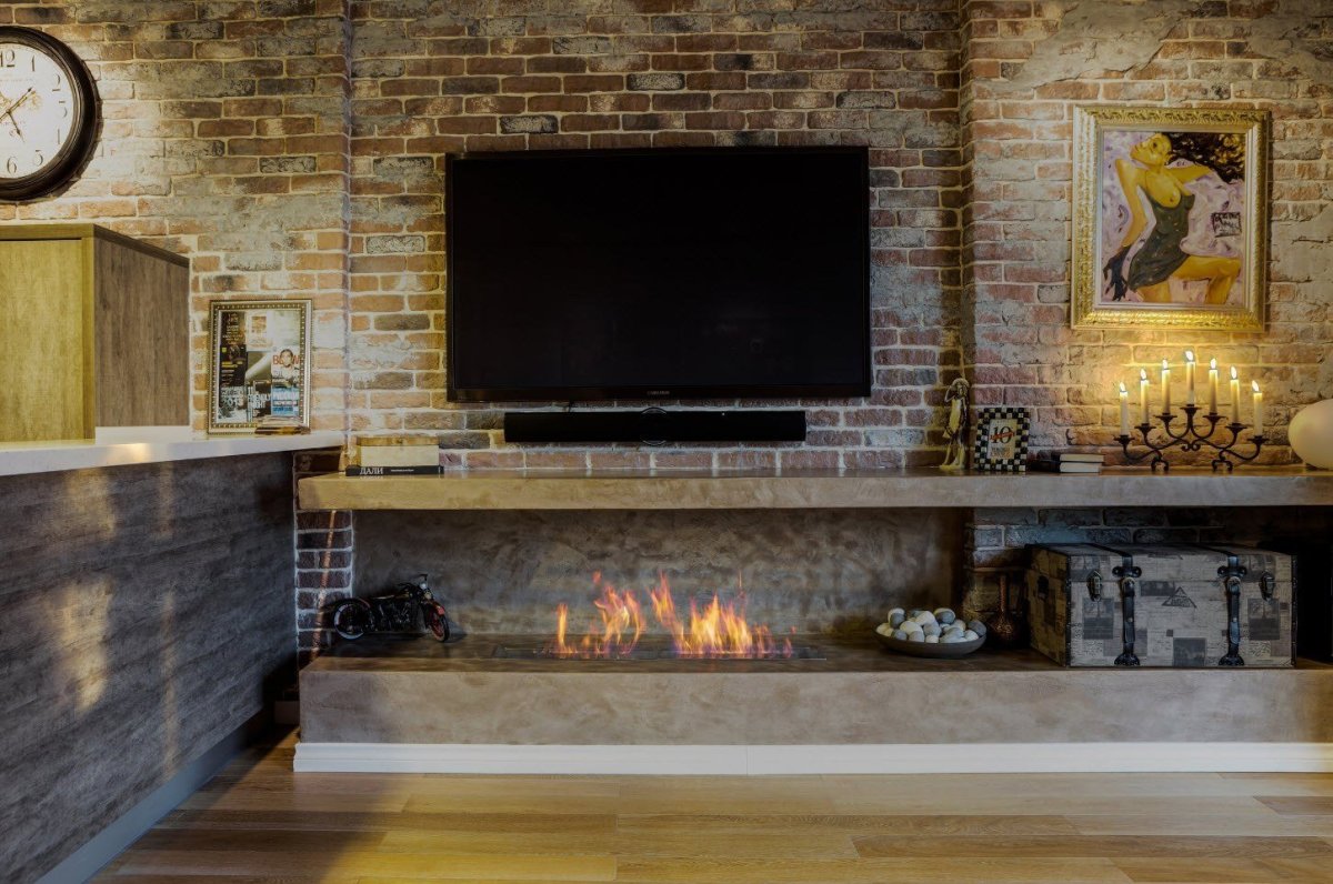 Камин в стиле лофт биокамин