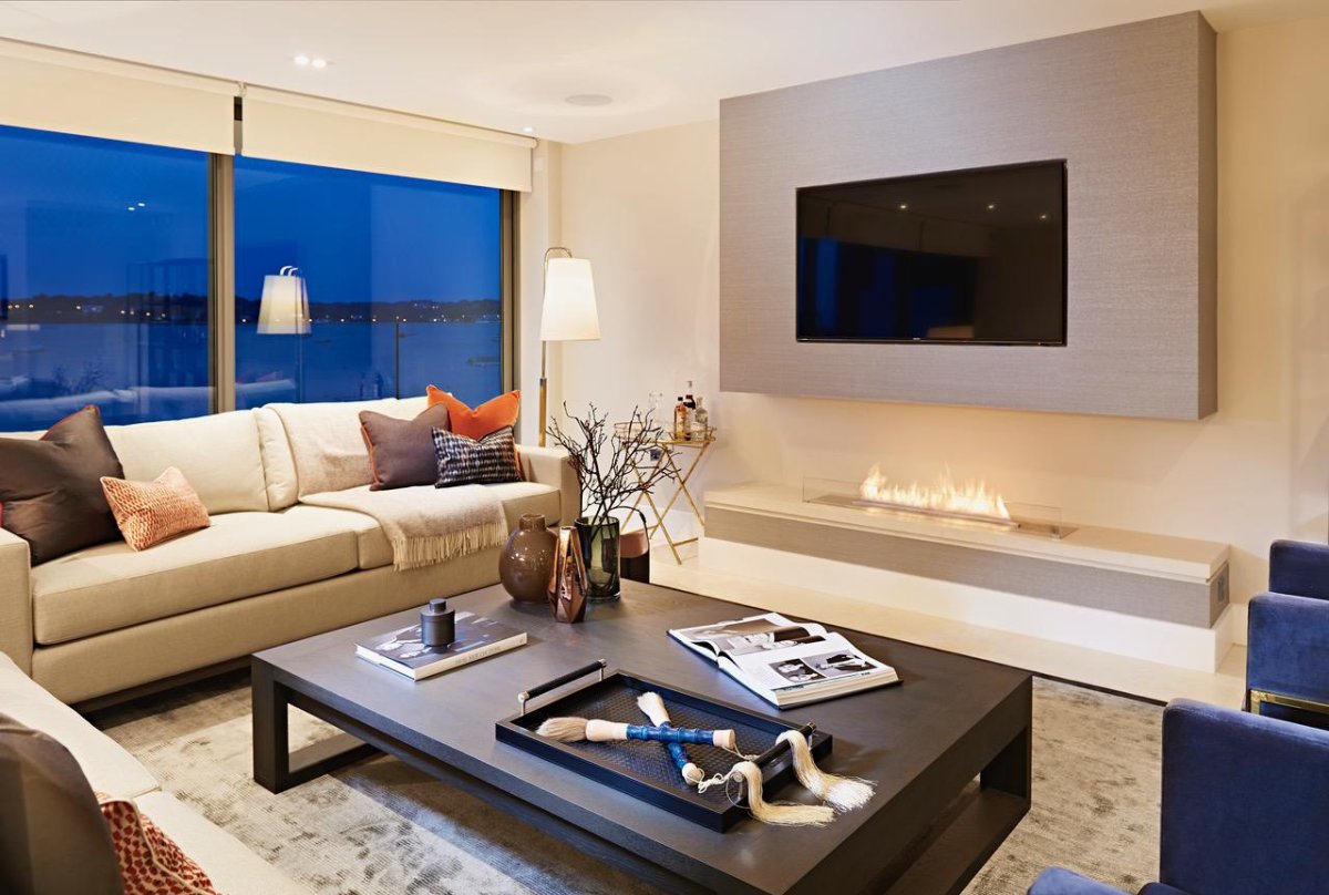 Гостиная с электрокамином