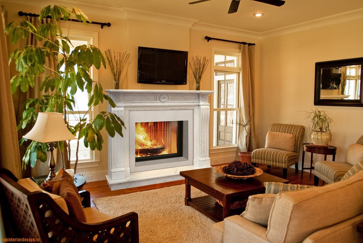 Маленькие гостинные с камином