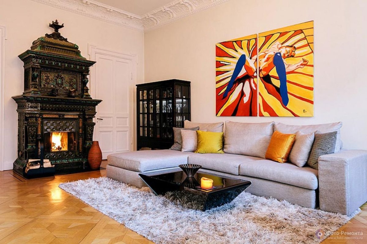Гостиная в Восточном стиле с камином