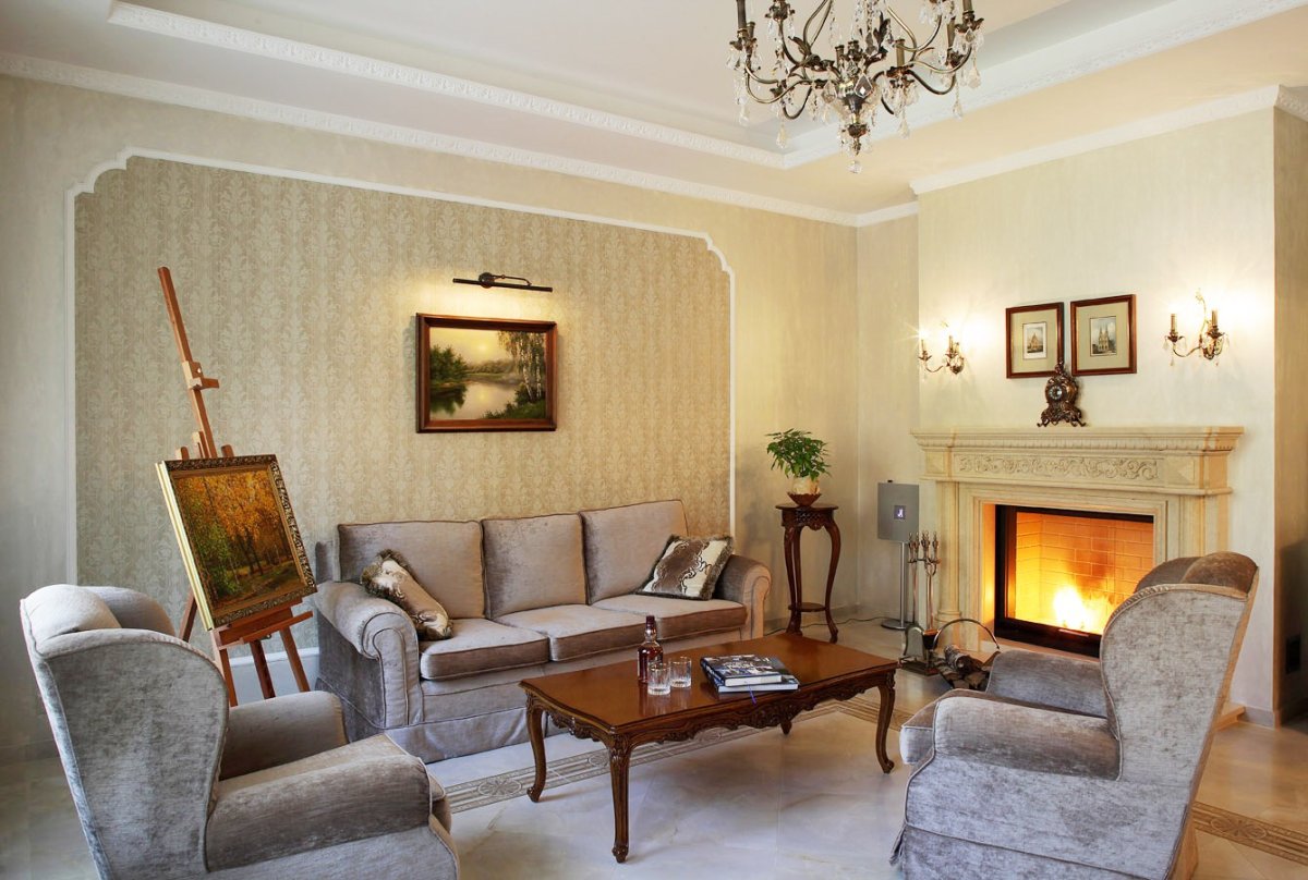 Интерьер стены в классическом стиле