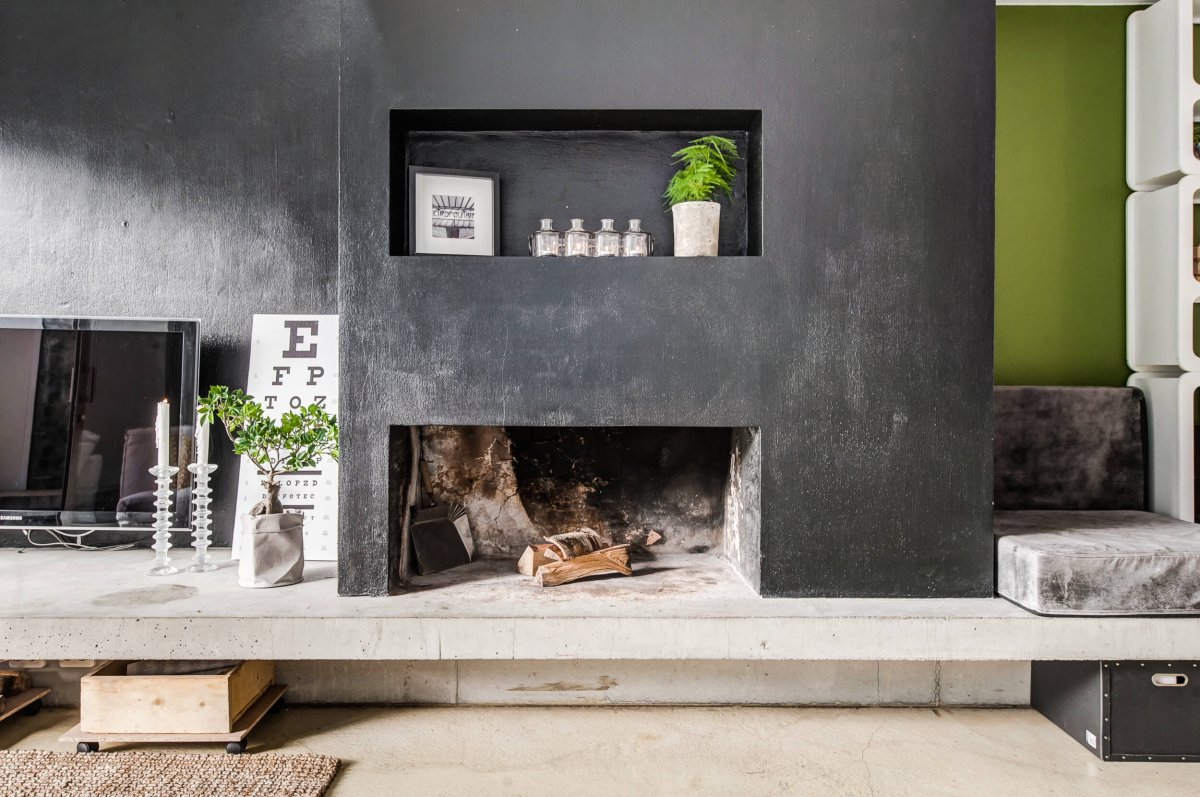 Бетонный камин в стиле лофт