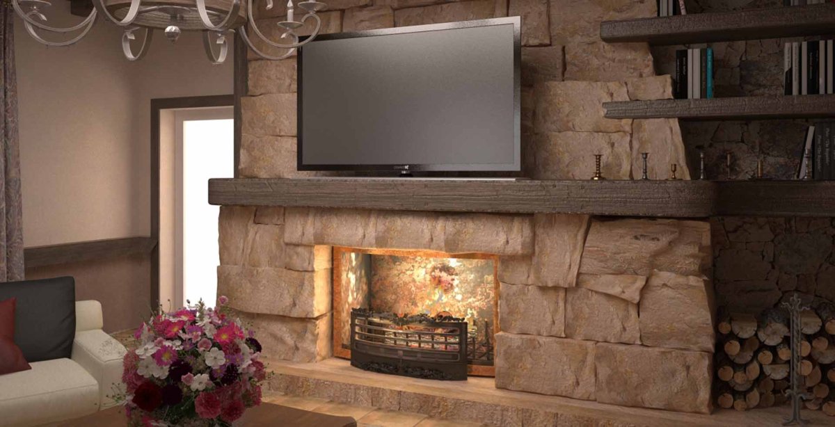 Камин в романском стиле