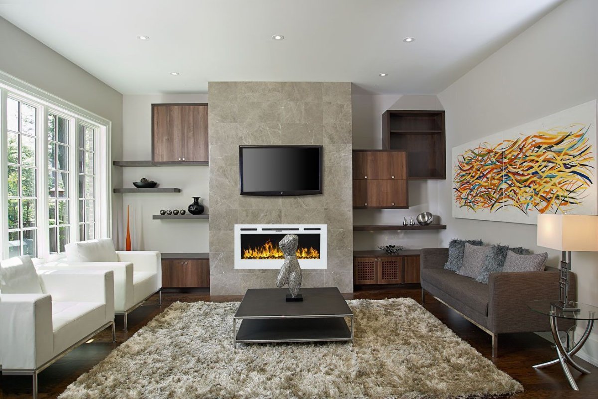 Телевизор на колонне в гостиной