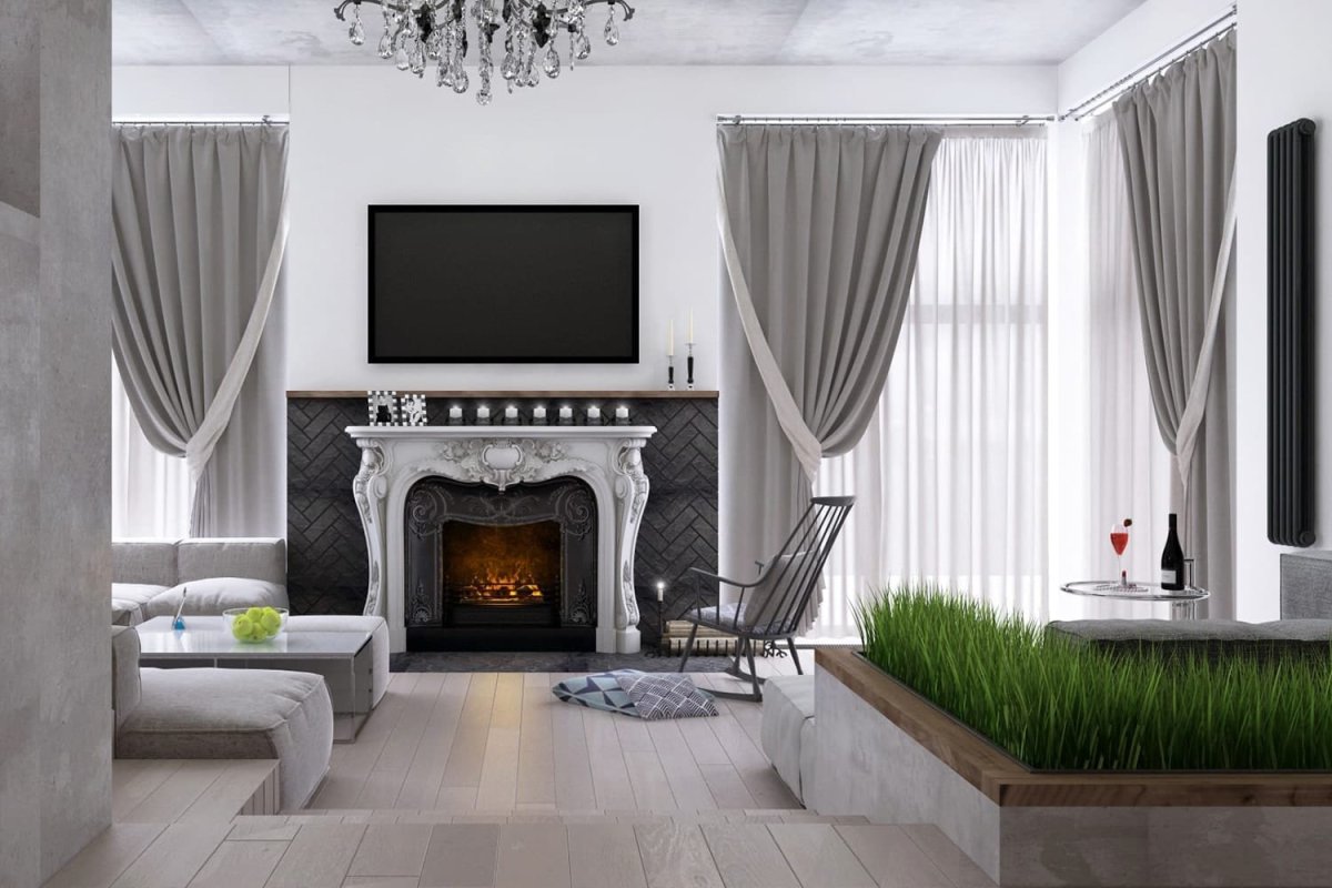 Гостиная с французским окном