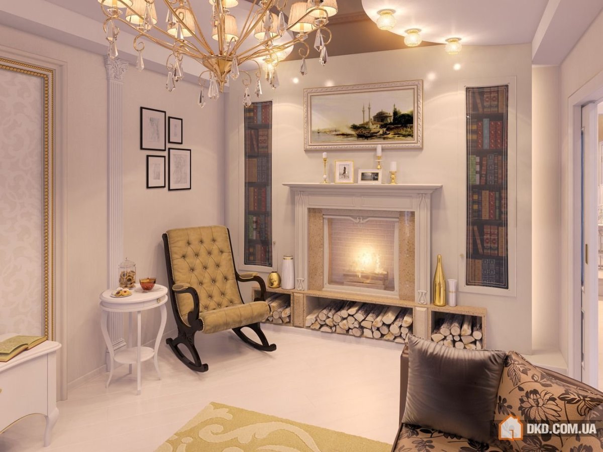 Маленькая гостиная с камином