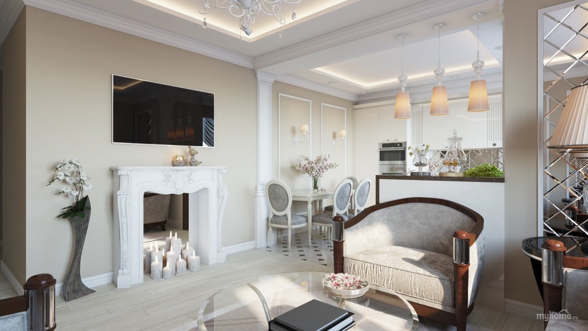 Неоклассика в интерьере гостиной