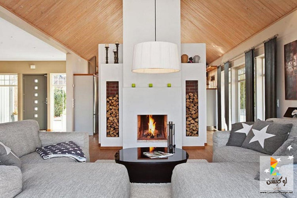 Камин в скандинавском стиле в интерьере