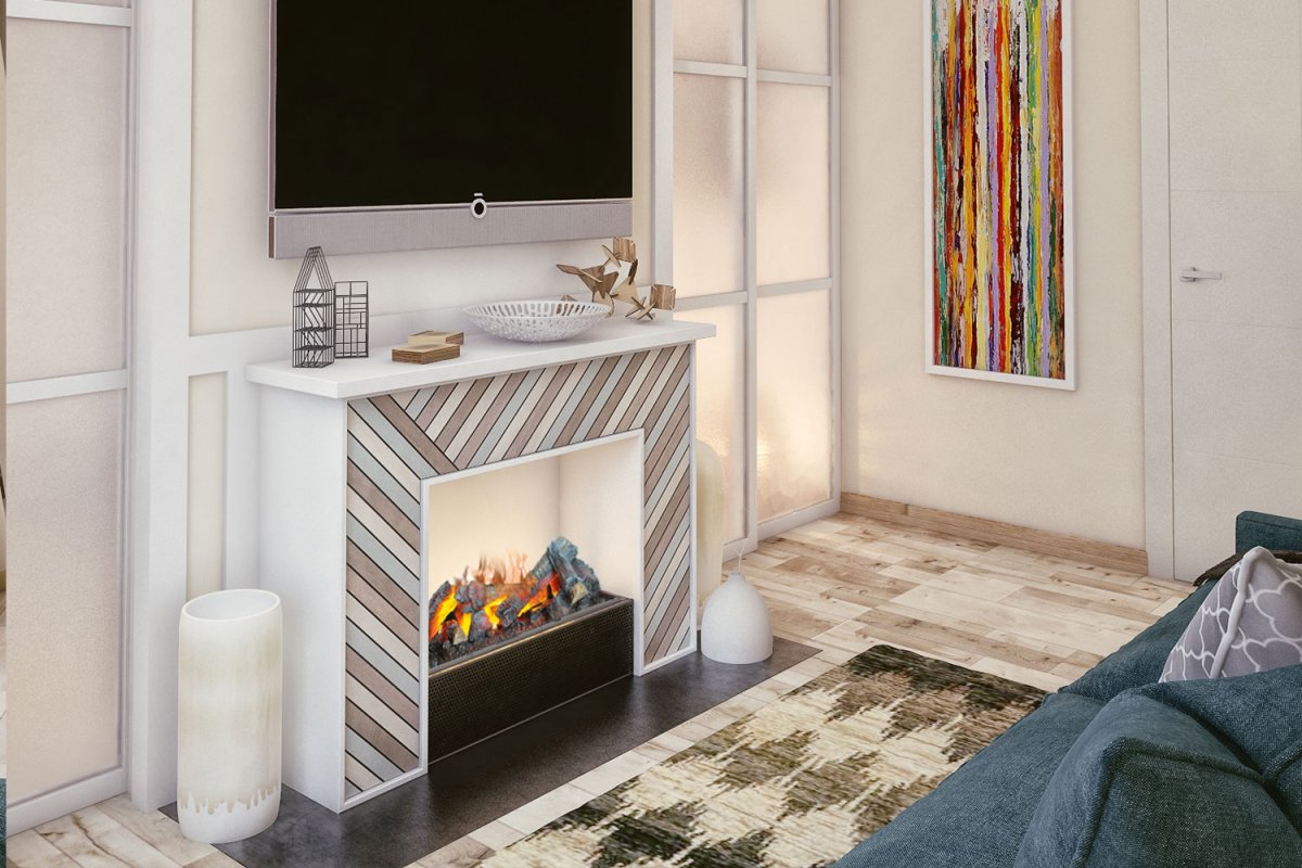 Встроенный камин в интерьере